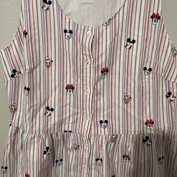 Disney Mickey & Friends Striped Cotton Button Down Tank Dress Women's M (8) - Picture 2 of 7